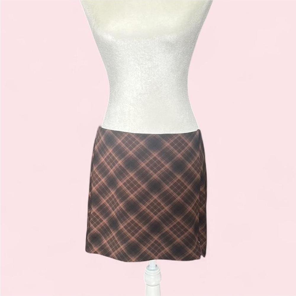 Plaid Mini Skirt in Brown and Black (Like New)